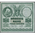 -8- 50 kroner 1964E, kv. 1/1-,  ca. 12 nlehull. - Presset. / Numisma Mynthandel A/S: kr.  3,-