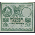 -40- 50 kroner 1957C, kv. 1/1- - Presset. Vannmerke type 2 / Numisma Mynthandel A/S: kr.  42,-