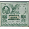 -41- 50 kroner 1957C, kv. 1, flekker - Presset. Vannmerke type 2 / Numisma Mynthandel A/S: kr.  161,-