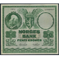 -30- 50 kroner 1952A, kv. 1, rift. - Presset. Bretterift oppe ca. 8 mm. / Numisma Mynthandel A/S: kr.  23,-