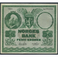 -35- 50 kroner 1951A, kv. 1- - Presset. / Numisma Mynthandel A/S: kr.  1,-